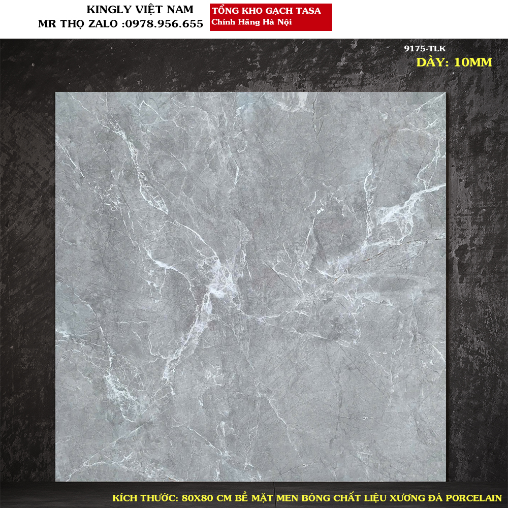 Gạch lát nền Màu xám ghi TASA 80X80 9175